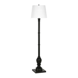 HomeRoots 66" Black Traditional Shaped Floor Lamp with White Frosted Glass Em... - Picture 1 of 9