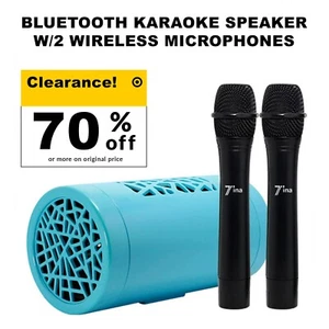 BLUETOOTH KARAOKE SPEAKER W / 2 WIRELESS MICS CLEARANCE 70% OFF!!! - Picture 1 of 6