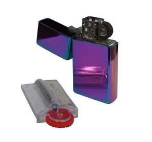 Personalised Slim Rainbow Petrol Lighter With Spare Free Flints & Wick Dispenser - Picture 1 of 1