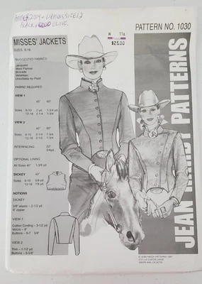 Chaqueta Misses Western Equestrian Show Jean Hardy Patrón 1030 Tallas 6-18 Sin Cortar Foto 1 de 2
