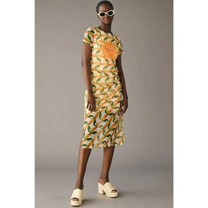 Anthropologie x Farm Rio Damen bedrucktes Netzkleid Flügelärmel orange Größe 2X - Bild 1 von 18
