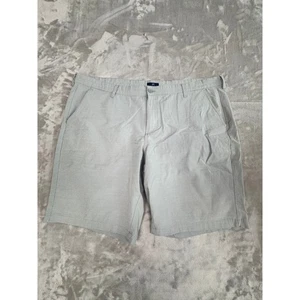George Men's Gray Gingham Flat Front Shorts Size 42 Waist Stretch Casual Khaki - Picture 1 of 9