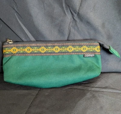 Bolso de Viaje Lápiz Maquillaje ESPRIT Borde Geométrico Azteca Verde De Colección Foto 1 de 4