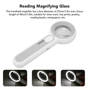 Magnifying Glass 11X Rechargeable 3 Levels Brightness Portable Handheld Magn ADS - Picture 1 of 22