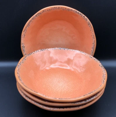 TOMMY BAHAMA MELAMINA Ensaladeras Rústicas Naranja Craquelado 7" x 2" NUEVO (Juego de 4) Foto 1 de 4