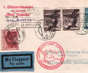 AUSTRIA Card GRAF ZEPPELIN Air Mail SPAIN Sevilla 1930 *SUDAMERIKAFAHRT* KZ37 - Picture 1 of 10