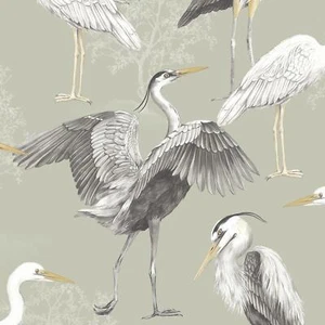 Papel pintado Rasch The Design Library garza pájaro animal naturaleza verde 283951 - Imagen 1 de 4
