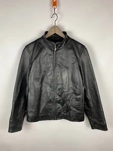 Vintage GAP schwarze Lederjacke mit Reißverschluss Kanye West Style Damen Gr. M - Bild 1 von 17