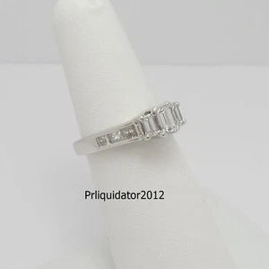 1CT Natural Emerald Diamond Anniversary Engagement Wedding Ring 14K White Gold - Picture 1 of 14