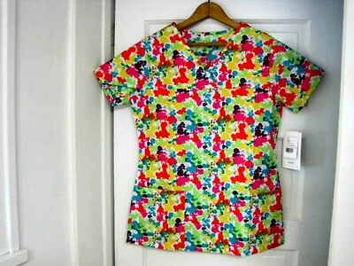 NWT Women's Jockey Splatter Paint Nurses Scrub Top Size XS-FAST SHIPPING!! - Image 1 of 4