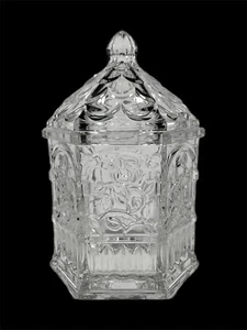 Vintage Gorham Crystal Gazebo Storage/Biscuit Jar 9'' Garden Serenade from 1980s - Picture 1 of 7