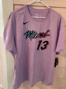 Men’s 2XL Miami Heat Adebayo #13 Vice City Nike Dri-Fit T-Shirt NWT Lilac - Picture 1 of 6