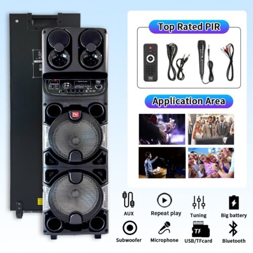 Dual 10" Woofer 4000W Bluetooth Speaker Rechargable For Party FM Karaok DJ AUX