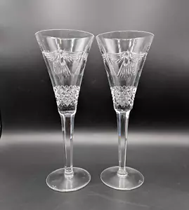 WATERFORD Crystal Celebration Millennium Champagne Flute Set of 2 Peace Dove - Picture 1 of 7