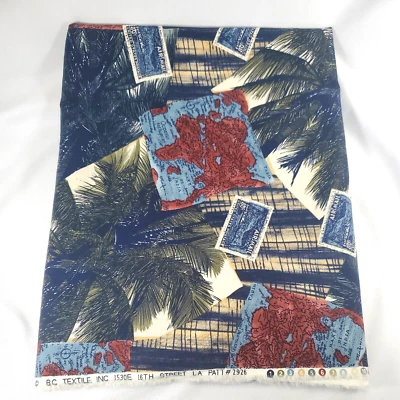 Travel Palm Trees Cotton Fabric Patt #2926 BC Textile  2.66 yds x 56" Sew Craft - Image 1 of 4