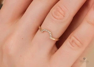 14k Gold 0,10 Ct. Diamant geschwungener Ring Schutz - eleganter Ehering Schutz - Bild 1 von 6