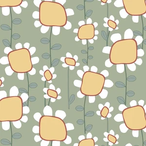 Retro Daisy Green PVC Vinyl Wipe Clean Oilcloth Tablecloth - Picture 1 of 1