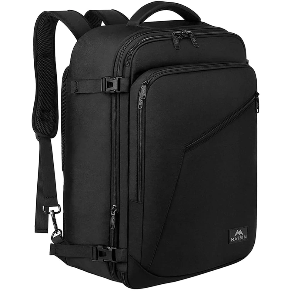 Handgepäck Rucksack Flugzeug 40x30x25cm Erweiterbar Schwarz Reisetasche - Bild 1 von 1