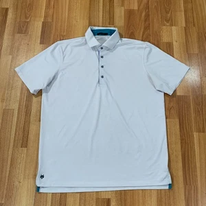 Greyson Polo Shirt Mens Large White Stripes Golf Short Sleeve Casual Wolf - Picture 1 of 8