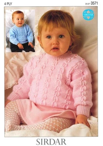 Vintage Sirdar Baby Sweater Knitting Pattern– 3571 – 4 Ply Snuggly Yarn - Picture 1 of 2
