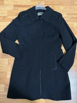 NUEVA GABARDINA KRISTEN BLAKE Mujer Manga Larga Cierre Botón a Presión Negra M Foto 1 de 4