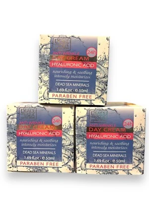 3x Crema de día del Mar Muerto ácido hialurónico antiarrugas 24 horas sin parabenos 1,69 oz Foto 1 de 4