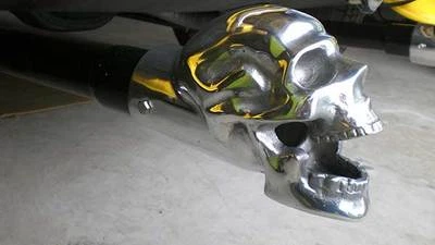 2.5'' I.D. Skull Exhaust Tip Polished - Sold Individually - Made in the USA  - Image 1 of 4