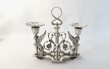 Magnificent Jugendstil Heavy 800 Silver Double Winged Sphinx Candle Holder 1112g