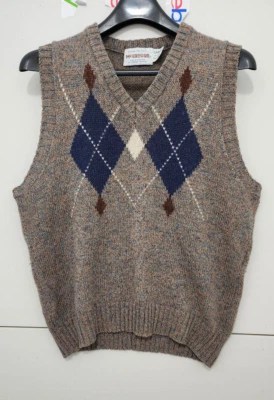 Suéter McGregor Para Hombres L Marrón Chaleco Cuello en V Pullover Argle Mezcla de Lana Años 90 De Colección EE. UU. Foto 1 de 4