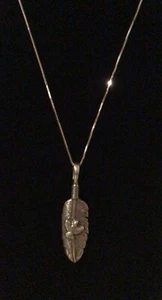 BBJ 925 Sterling Silver 18” Chain Necklace With 2” Feather Pendant - Picture 1 of 6