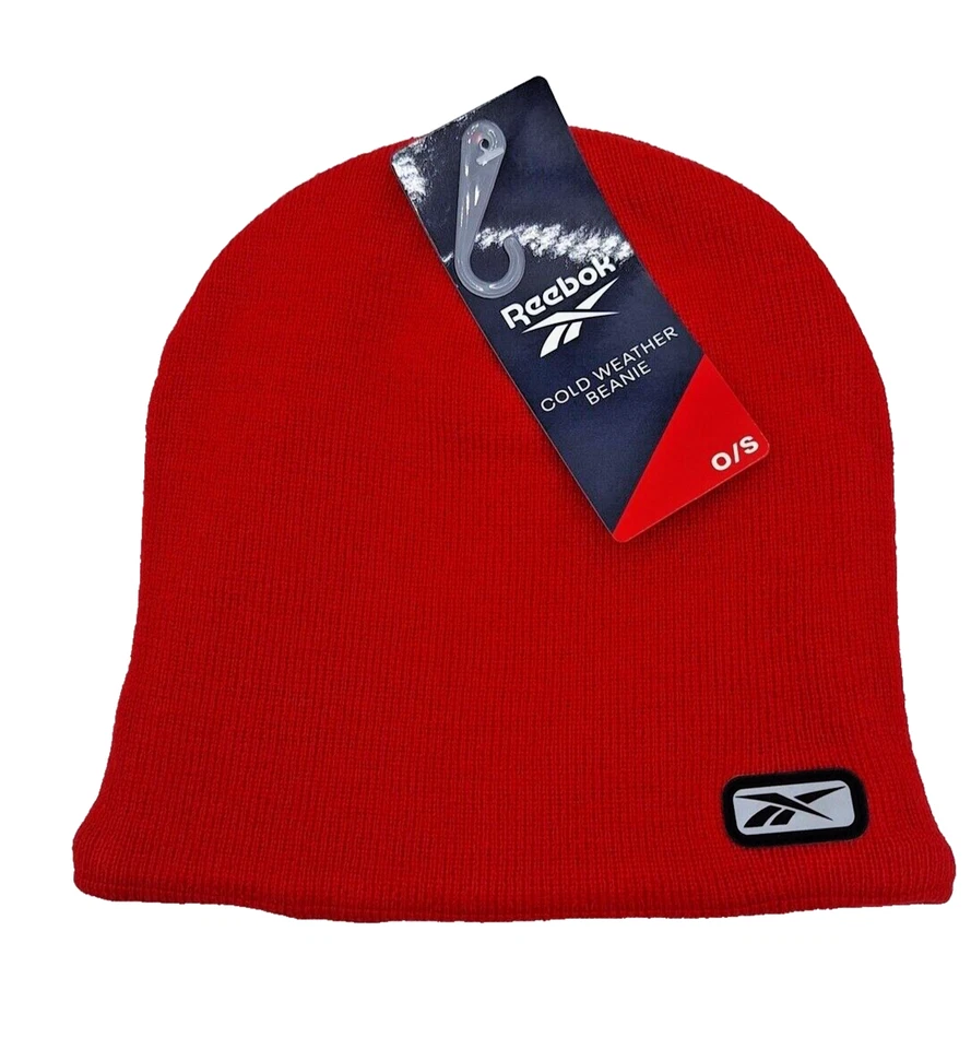 Reebok Mens Soft Classic Stretch Comfort Logo Beanie Hat Vector Red Size OS