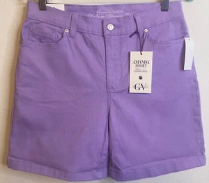 NEU Gloria Vanderbilt Denim violette Damenshorts abnehmender Einsatz Stretch Größe 8 - Bild 1 von 3