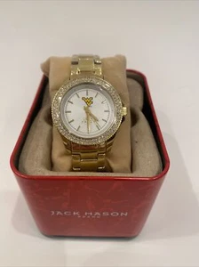 Jack Mason West Virginia Watch Women’s gold glitz stainless New - Picture 1 of 5