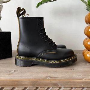 Dr MARTENS 1460 Leather BOOTS DS Stitching Smooth Black UK 3 EU 36 US 5 RARE