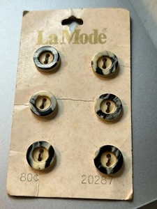 Vintage La Mode buttons 20287 Black White Made in Italy 11mm NEW NOS - Picture 1 of 3