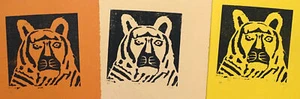 (3) Vintage ABSTRACT BENGAL TIGER Mid Century Modern SIGNED Print by O'Knefski - Picture 1 of 2