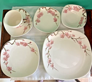 Vintage Peach Blossom Poppytrail California Flower 6 Piece Dinner Set - Picture 1 of 20