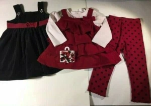 Vtg Holiday Panda black white jumper dress leggings hair 18-24 2T lot set bundle - Picture 1 of 8