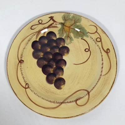 Tabletops Unlimited VINO Grapes 10.75 inch Dinner Plates Hand Painted Collection - Image 1 of 4
