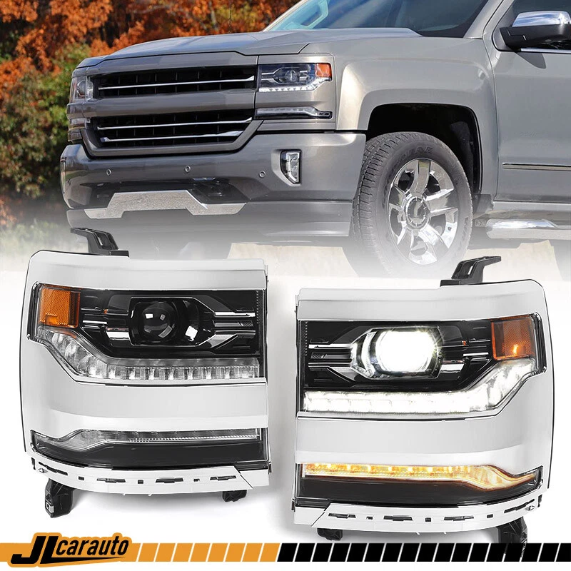 Pair FULL LED For 2016-2018 Chevy Silverado 1500  LTZ Headlights Assembly Chrome Foto 1 de 4