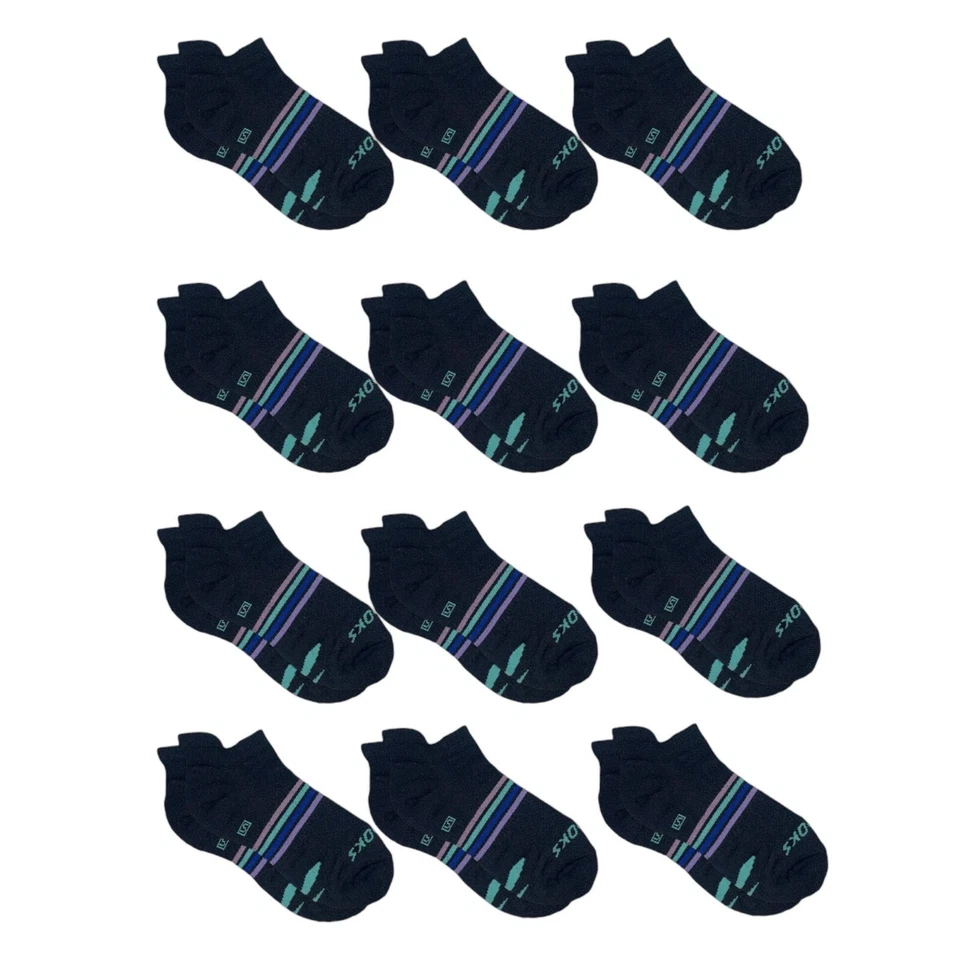 12 Pair Women's SM 4-6.5 Brooks Black Cushioned Athletic Running Low Cut Socks - Image 1 of 4