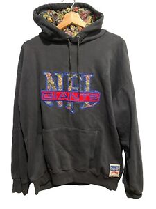 Vintage 1990’s Nutmeg NFL New York Giants Paisley Lined Hooded Sweatshirt Large