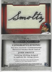 John Smoltz - 2012 Topps Historical Stitches Patch #HS-JS Atlanta Braves HOF - Bild 1 von 1