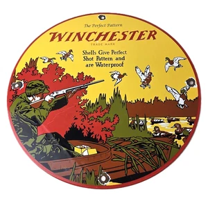 Letrero Winchester de colección - caza armas de fuego pistola gasóleo bomba letrero de porcelana - Imagen 1 de 14
