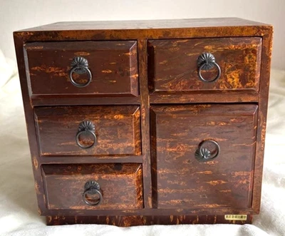 Japanese Antique Wooden Small Chest of 5 Drawers KOHIKIDASHI 8.7×9.4×6.0inch - Image 1 of 4