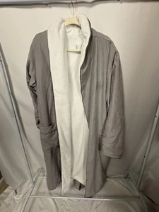 Scentered Plush Belted Robe – Gray & White Fleece, “Stop. Inhale. Reset.” - Picture 1 of 5