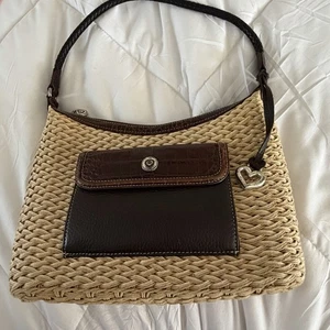 Brighton Handtasche außen geflochten und braunes Leder Tasche und Besatz - Bild 1 von 15