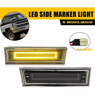 2x LED Fender Side Front Marker Amber Lights for K1500 GMC K2500 K3500 1981-1986 - Image 1 of 4