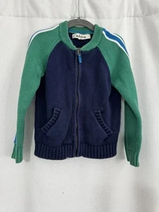 Boys Mini Boden Full Zip Green Blue Ski Sweater 4-5 Years - Picture 1 of 11