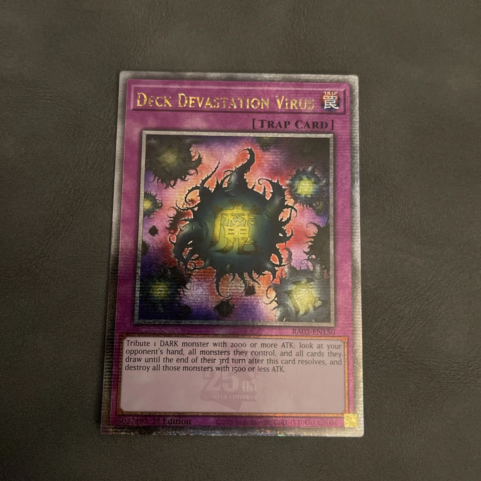 Deck Devastation Virus Quarter Century Secret Rare 1st Edition RA03-EN150 - Image 1 of 1